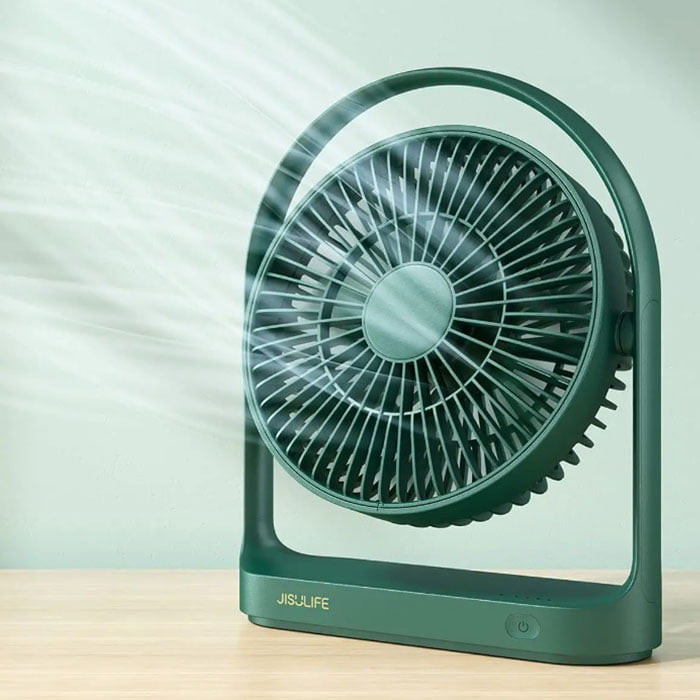 JISULIFE FA19 Rechargeable Fan 4000mAh Battery With Type C Charging Port- Green Color